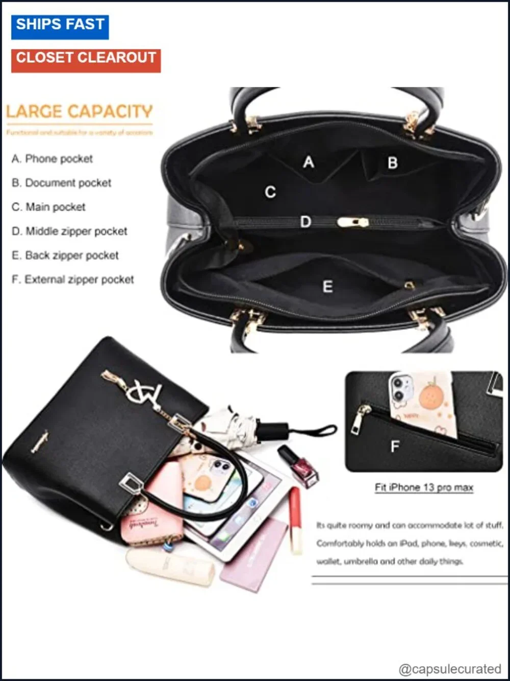 Faux Leather Satchel Tote Women's Handbag Shoulder Bag Purse